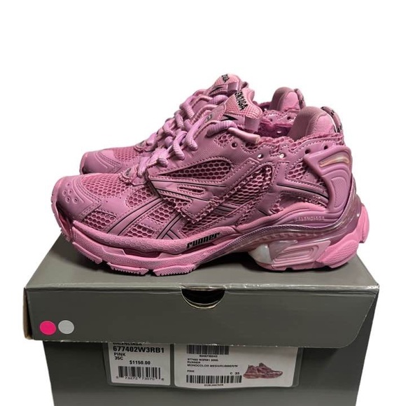 Balenciaga Runner Track Low Top Platform Sneakers Triple Pink - US 5 WMNS - Picture 4 of 12